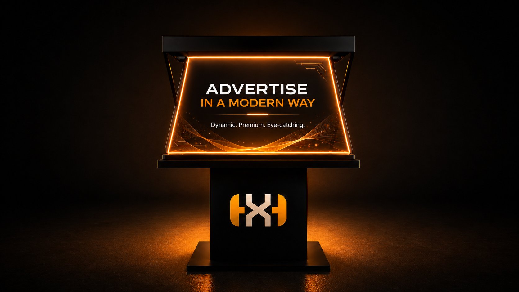 Holographic display showing Advertise In A Modern Way
